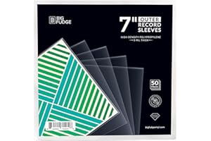 BIG FUDGE 50x Vinyl Record Outer Sleeves 7 inch | Durable & Wrinkle-Free | Crystal Clear & Made from High-Density Polypropylene | Best Vinyl Covers for LPs & Singles | 3 mil Thick, 7.42" x 7.42