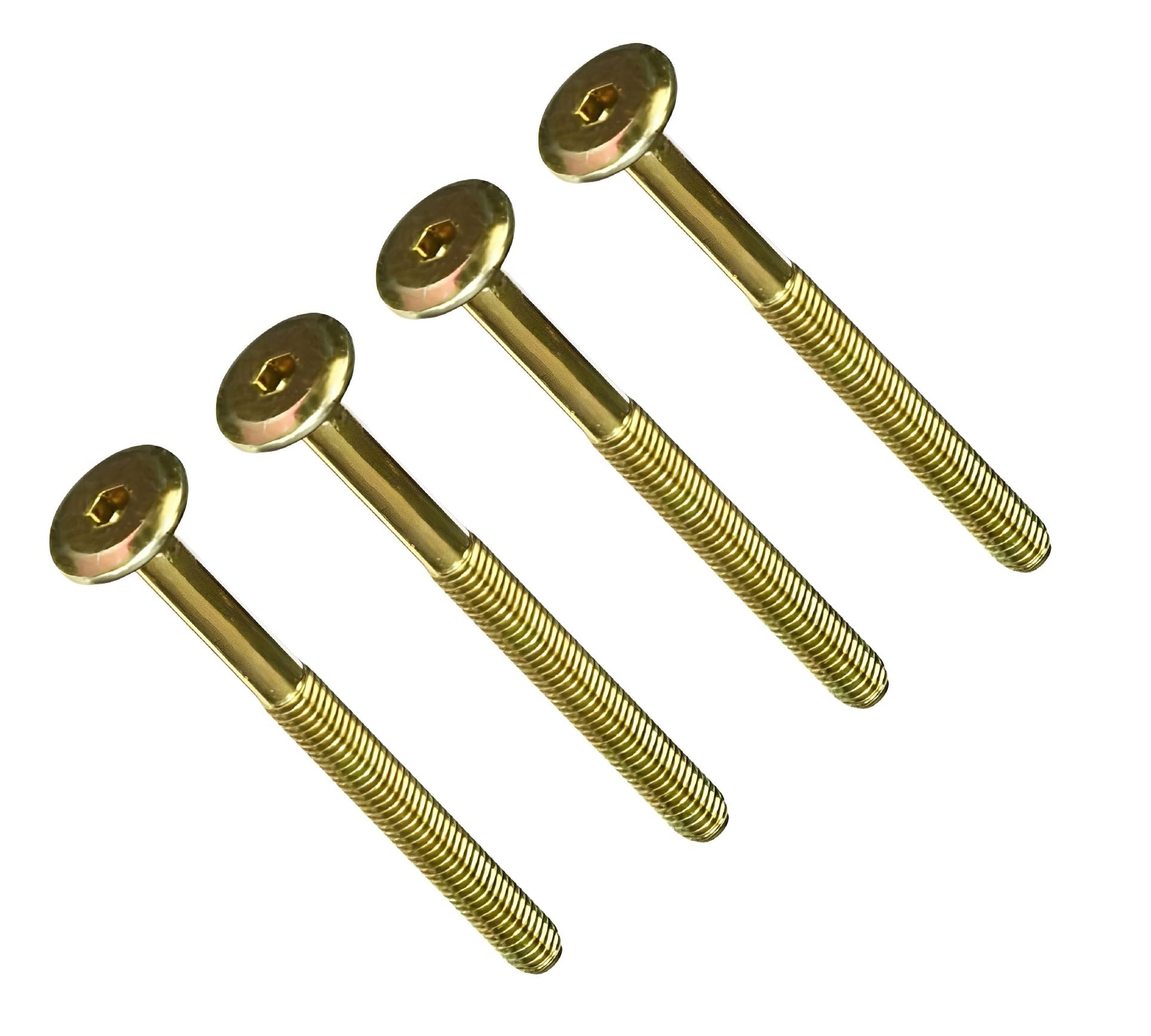 TERF® M6 X 150mm Furniture Joint Connector Bolts M6 (6mm) X 150mm Barrel Bolts Hex Allen Key Socket Flat Head Connector Bolt Screw Zinc Yellow Finish for Crib Baby Bed Cots Furniture - Pack of 4