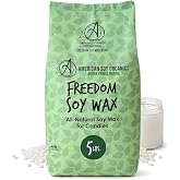 American Soy Organics Freedom Soy Wax Beads, All-Natural Candle Wax, 5 lbs | DIY Candle Making Supplies Ideal for Container Candles, Tealights &amp; Wax Melts, Paraffin-Free, Beeswax-Free, Microwavable