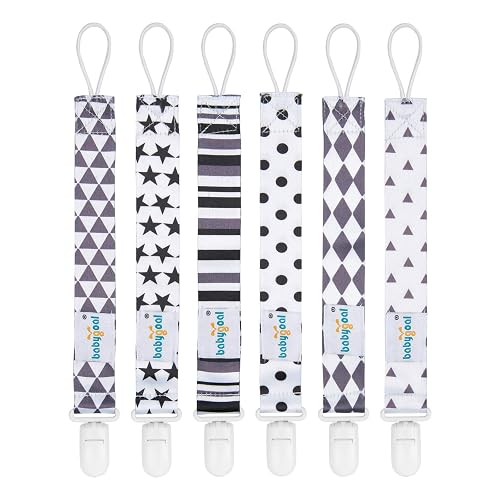 Most Expensive Pacifies babygoal Neutral Pacifier Clips, 6 Pack Binky Paci Holder Clips Leashes ...