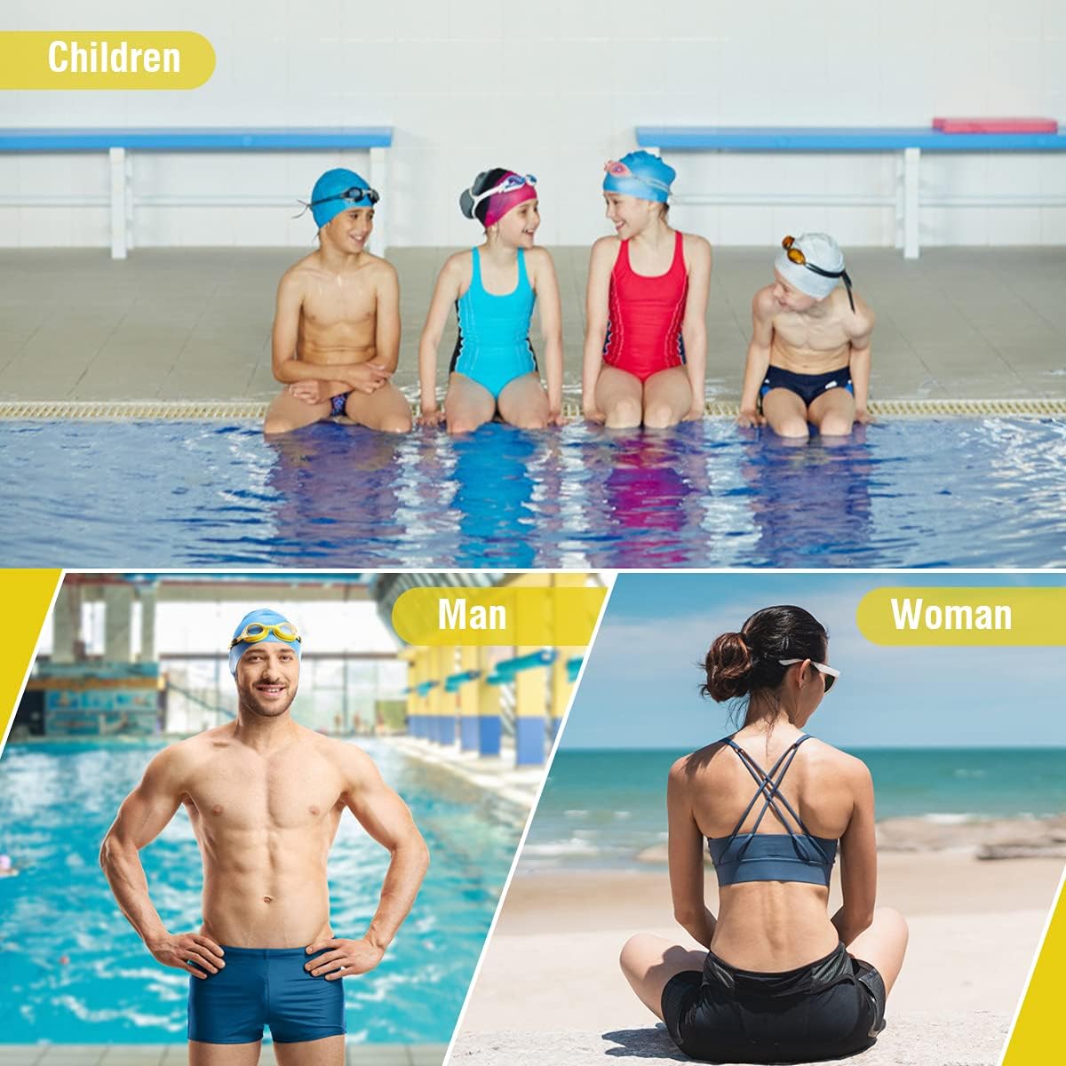 Swim Training Belts, Swim Training Leash, Swim Tether Stationary Swimming, Swim Harness Static Swimming Belt, Swim Bungee Cords Resistance Bands (Yellow, 3) : Sports & Outdoors