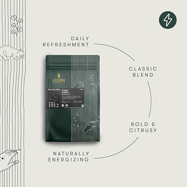 LUXMI ESTATES GARO HILLS ORGANIC EARL GREY BLACK TEA 50 TEA BAGS (100GM) PACK | USDA ORGANIC – EARL GREY TEA BAGS | 100% NATURAL BERGAMOT EXTRACTS | 50 CUPS |ASSAM BLACK TEA