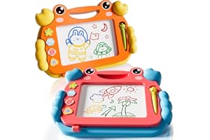 CI VETCH 2 Pcs Magnetic Drawing Board, Magnet Doodle Board for Toddler Girls Boys 3 4 5 6 7 Year Old Kids, Montessori Preschool Educational Travel Toys Gift Etch A Colorful Sketch Magnet Erasable Writing Pad