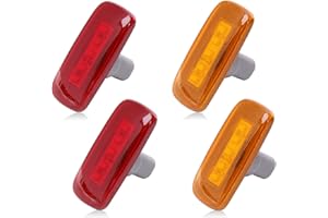 HUSUKU 4PCS 5Led Colorful Lens Dual Cab Bed Fender LED Side Marker Lights For 2010-2017 Dodge Ram 2500 3500 (2x Amber, 2x Red)