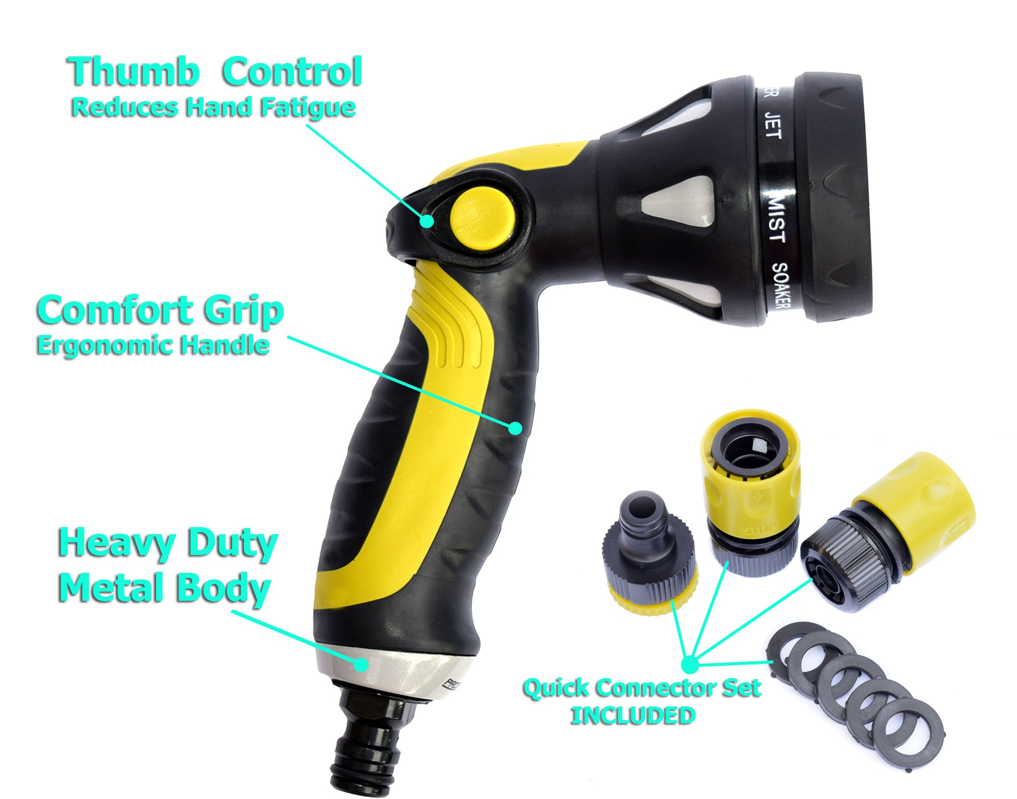 Garden Hose Nozzle Garden Sprayer Attachment with 8 Different Water Spray Patterns for High