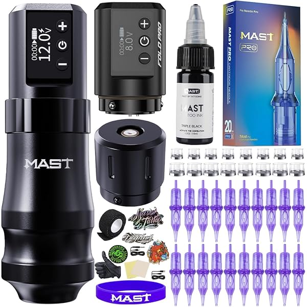 Amazon.com: Mast Racer Pro Tattoo Gun Kit Cordless Pen Machine 20