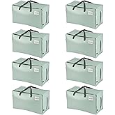 VENO 8 Pack Extra Large Heavy Duty Moving Bags with Wide Opening & Reinforced Handles, Reusable Storage Tote Bags with Strong Zippers for Clothes, College Dorm Essentials & Moving Supplies