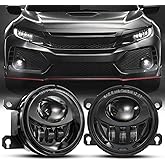 4X4FLSTC New LED Fog Lights Assembly Compatible with Honda Sedan models 2013-2021 Civic, 2015-2020 Fit, 2019-2020 HR-V, 2013-