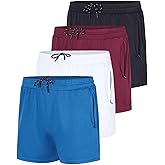 Real Essentials 4 Pack: Men's Mesh 3" Athletic Zipper Shorts Workout Gym Running Basketball