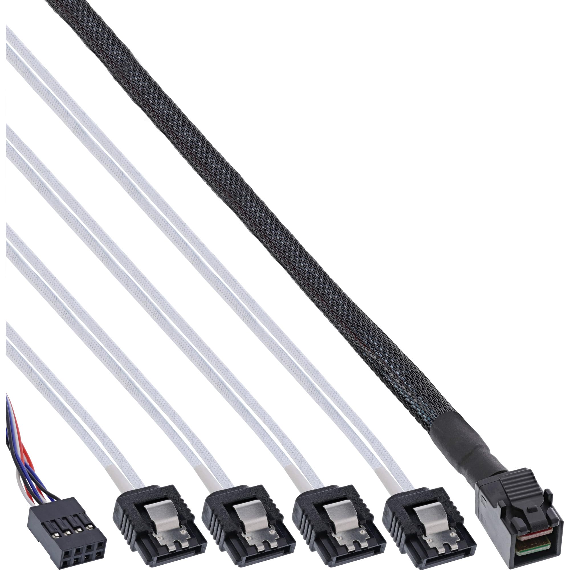 InLine® 27630B Mini SAS SFF-8643 to 4x SATA HD Cable with Side Band 1 m
