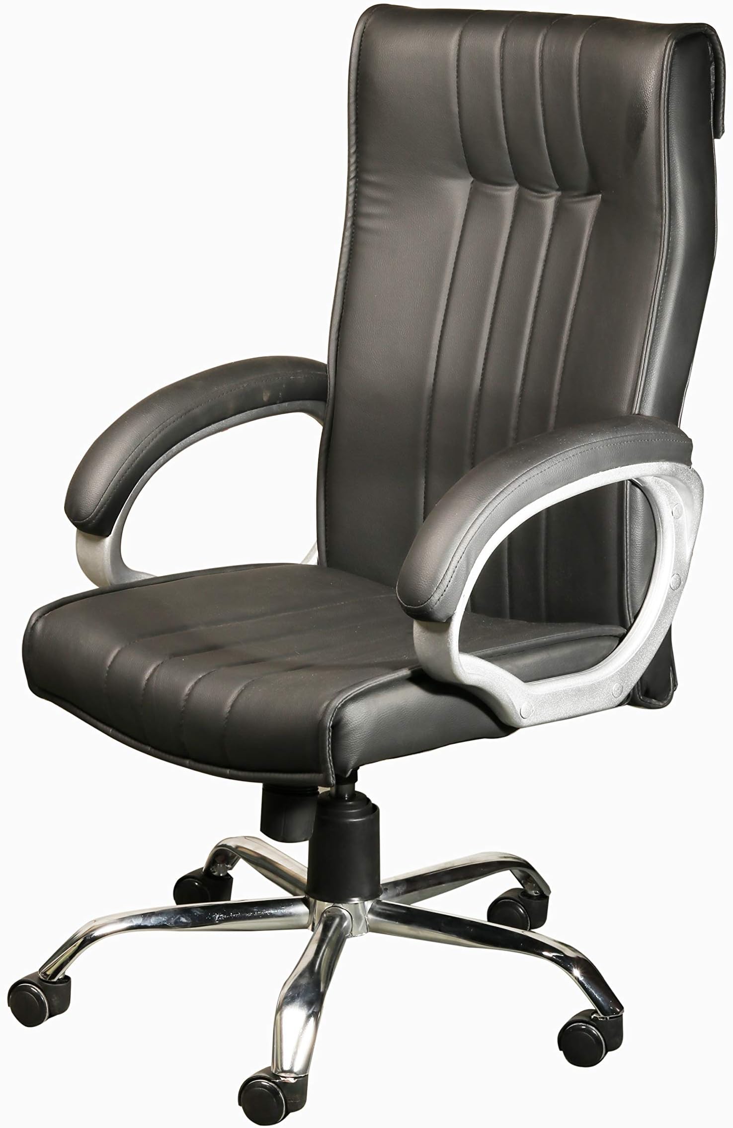 Seat chacha High Back Executive Chair in Black leatheritte with tillting Mechanism and Chrome Finish Metal Base