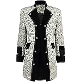 VJQUMM Mens Steampunk Medieval Tailcoat Jacket Victorian Gothic Frock Coat (Silver, Small)