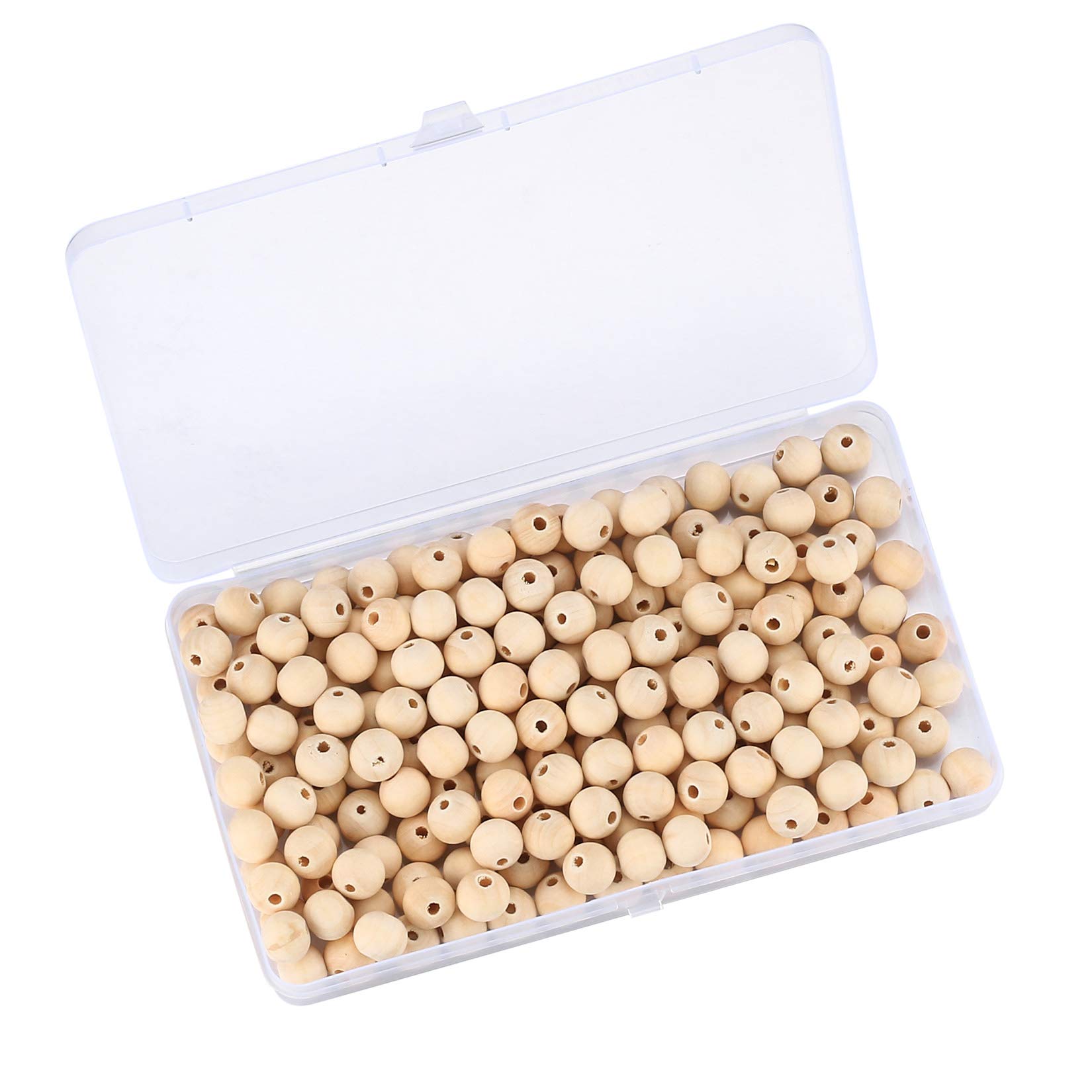 200 Pcs Wooden Beads Set, Natural Round Wood Beads with Storage Box for DIY, Jewelry Craft Making, Crafting, Handmade Decorations, Wooden Decorative Bead(12mm) — image 1