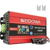EIDOWA 1200W MPPT Solar Boost Controller for 48V/60V/72V Golf Cart RV, Red | 30A Max Input, 12V-60V to 48V-72V Boost, Real-Time HD Color LCD, Waterproof MC4, Wide Battery Compatibility（Red）