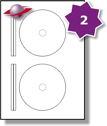 2 Per Page/Sheet, 10 Sheets (20 Sticky Full Face CD/DVD Labels), Label ...