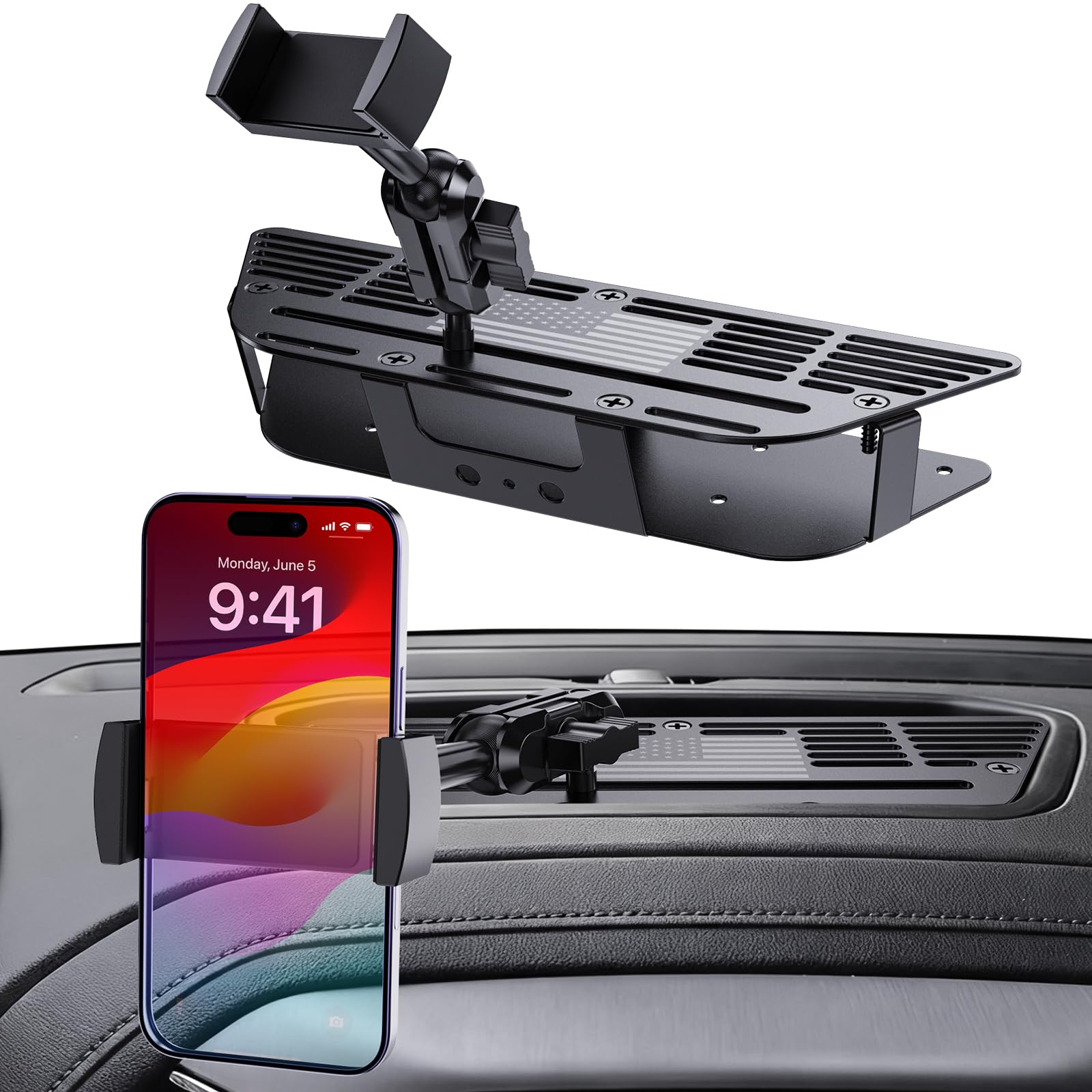 Photo 1 of Surfcabin Dash Platform Phone Mount Compatible with 2019 2020 2021 2022 2023 2024 2025 Chevy Silverado & 2019-2021 GMC Sierra 1500 Accessories Metal Cell Phone Holder