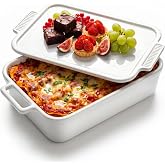 PTYTIFY 3.4" Deep Ceramic Casserole Dish with 2-in-1Lid, 4.8 QT, 9x13 inch | Large Lasagna Pan with Handles, Porcelain Baking Dish for Oven, Dual-Function Lid Tray, Oven Freezer Microwave Safe