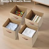 Amazing Tour 4 Pcs Cube Storage Boxes 27x27x27 Khaki Foldable Fabric view 8