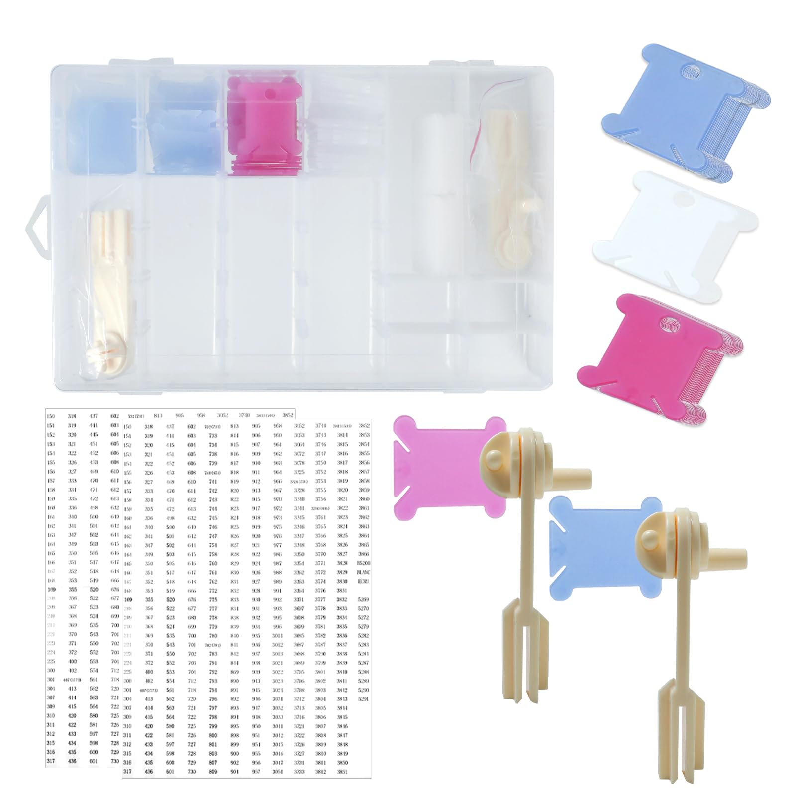 Photo 1 of 124 Pcs Embroidery Floss Bobbins Kit, Cross Stitch Thread Storage Set, Embroidery Floss Organizer with Bobbin Winder, Plastic Thread Organizer for DIY Craft Cotton Threads Sewing Storage