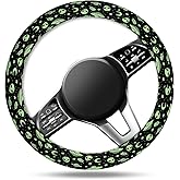 ASJHFDIR Car Steering Wheel Cover, Universal 15 Inch Non-Slip Breathable Neoprene Elastic Steering Wheel Protector, Cute Car Accessories for Women Men Fit Auto, Suvs Cute Green Aliens