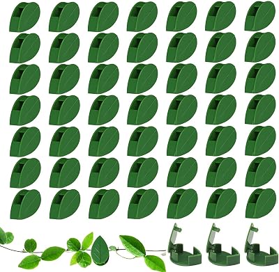 Cerolopy 30 Pcs Plant Climbing Wall Clips with Adhesive Green Leaf Shaped