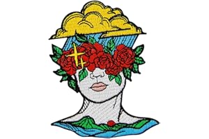 ZEGINs The Raindrop On Woman Roses Patch Embroidered Applique Badge Iron On Sew On Emblem