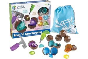 Learning Resources Rockin' Gem Surprise, Sorting, Matching, Counting Skills and Early STEM, 19 Pieces, Ages 3+