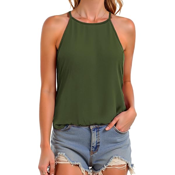 ZENUTA Women's High Neck Tank Top - Halter Neck Sleeveless Top, Loose Fit Basic Tee For Summer, Casual Wear - View #11