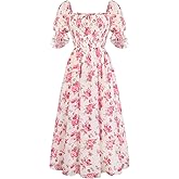 Scarlet Darkness 2026 Summer Floral Dress for Women Cottagecore Smocked Midi Dresses