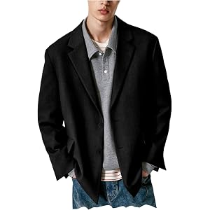 Men's Oversized Casual Blazer, Relaxed Fit Two-Button Suit Jacket Sport Coat for Business & Daily Wear