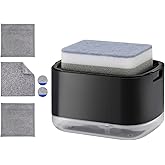 SPERO SPERA Kitchen Dish Soap Dispenser with Sponge Holder, 5-in-1 Countertop Soap Pump Dispenser, Soap Dispenser for Kitchen
