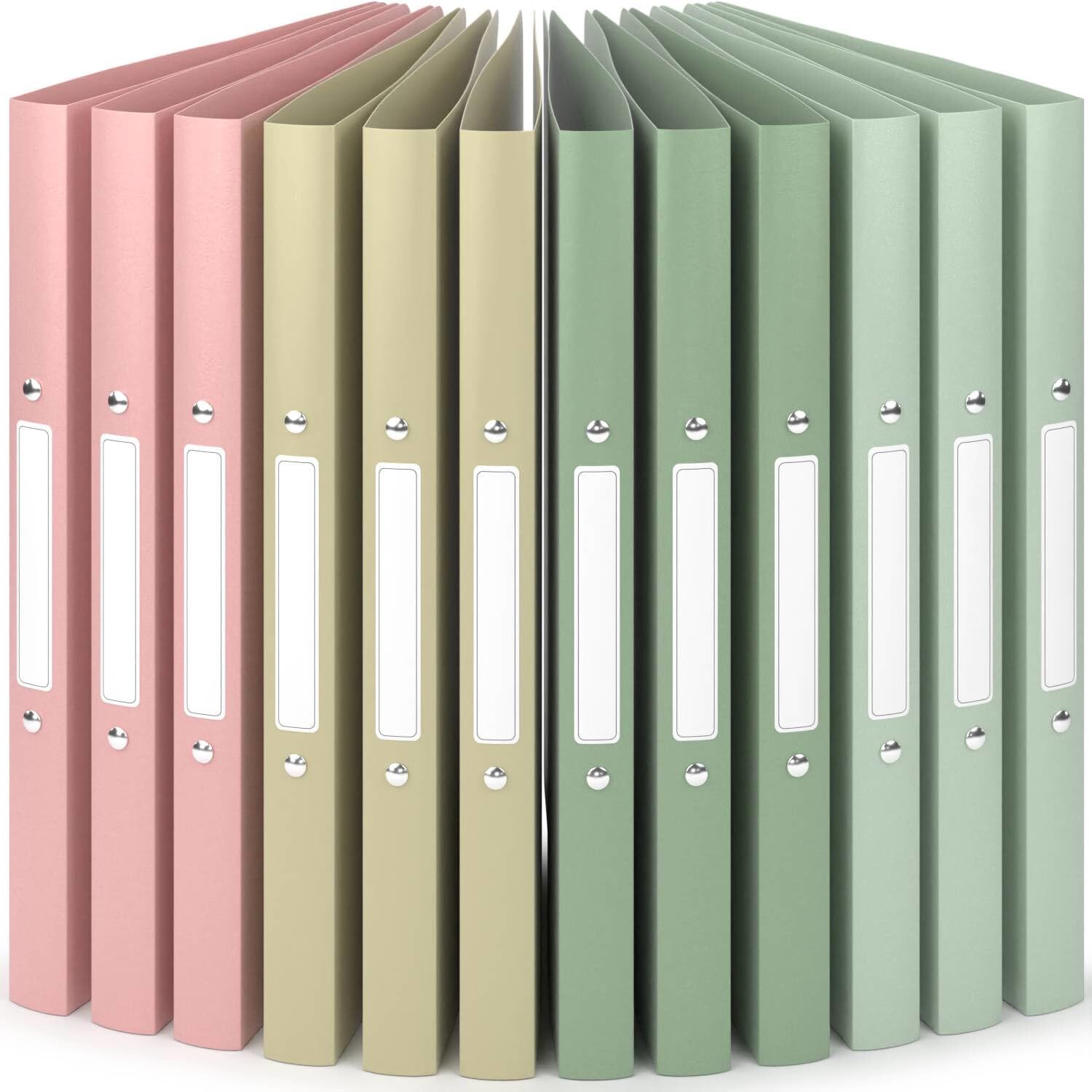 ACROPAQ - 12 x Ring Binder A4 - Flexible A4 Folder Files for 100 Pages, Binders with 2 Rings, Spine Width 2.5 cm, Earth ‘Nature' Color Collection - Slim Binder, School Folder, Plastic Folder — image 1