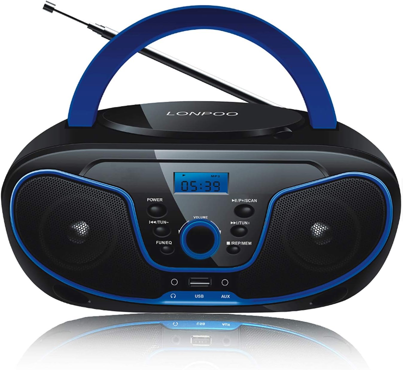 LONPOO Portable Boombox CD Player, Bluetooth, USB Amazon.co.uk