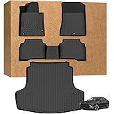 Floor Mats & Cargo Liner Set for 2020-2025 2026 Hyundai Sonata (Only for Hybrid) All Weather Automotive TPE Liners Set Waterproof Accessories, Floor Liner Combo Set,Front and Rear Rows, Trunk Liner