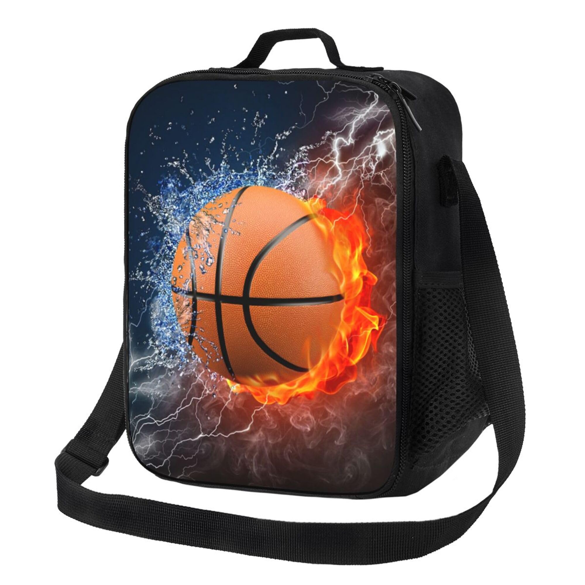 Gaakvrr Basketball Lunch Box for Boys, Insulated Durable Lunch Box with Adjustable Shoulder Strap, Portable Small Lunch Bag for Kids School/Picnic/Beach/Hiking Work