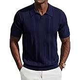 PJ PAUL JONES Mens Polo Shirts Short Sleeve V Neck Knit Shirt Casual Golf Polos