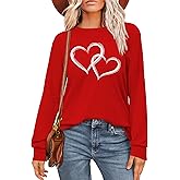 VVNTY Valentine Shirts for Women: Cute Love Graphic Tee Long Sleeve Heart Tops