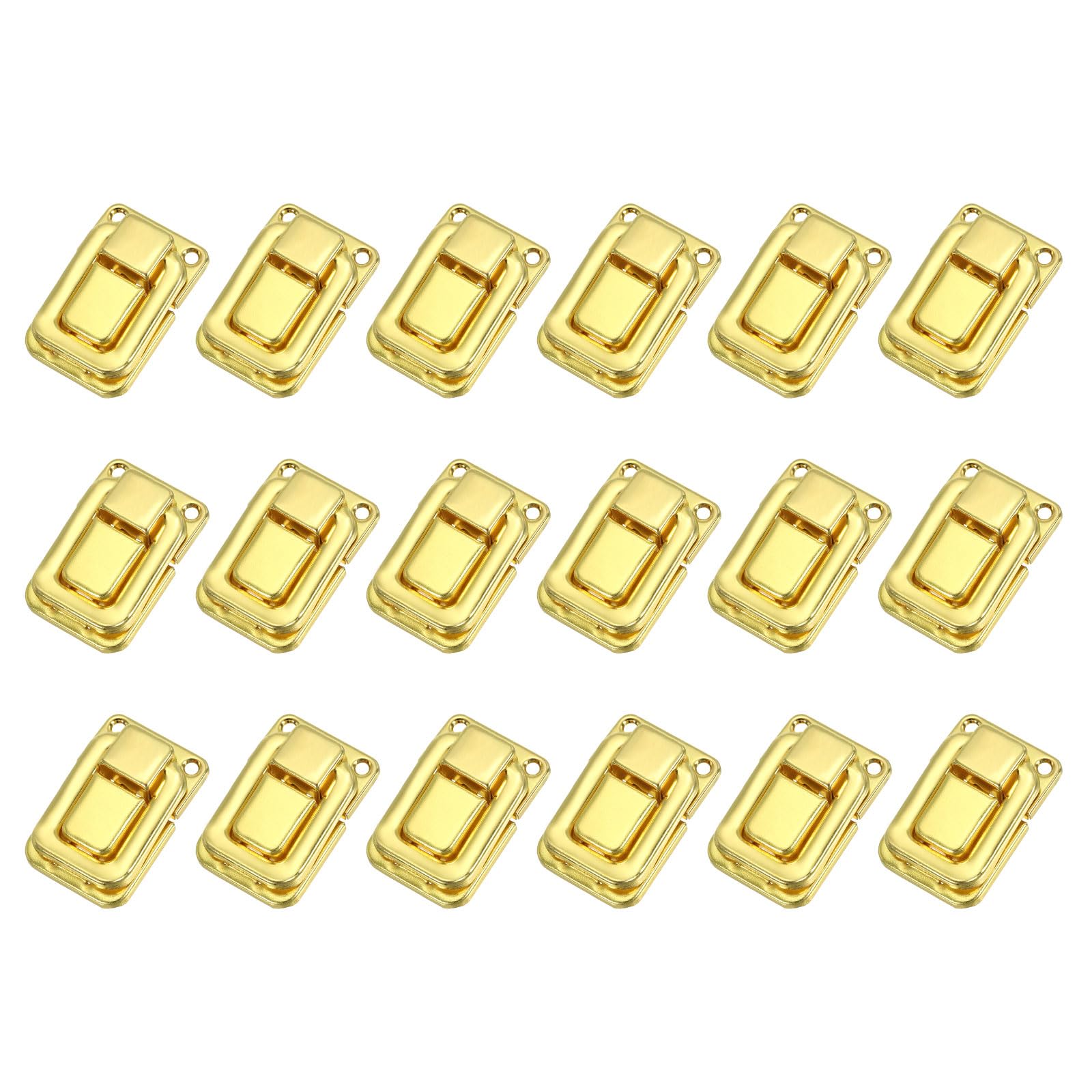 PATIKIL Toggle Catch Lock 1.5" x 1", 18 Pack Metal Buckle Hasp Lock Latch Clasp for Jewelry Box Wooden Case Decoration, Gold