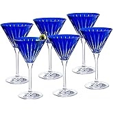 Barski Colored Martini Cocktail Glass - Cobalt Blue Stemmed Champagne Glasses - Champagne - Cocktails - Margarita - Set of 6 - Gift Ready - Blue - 7 Oz. - Made in Europe