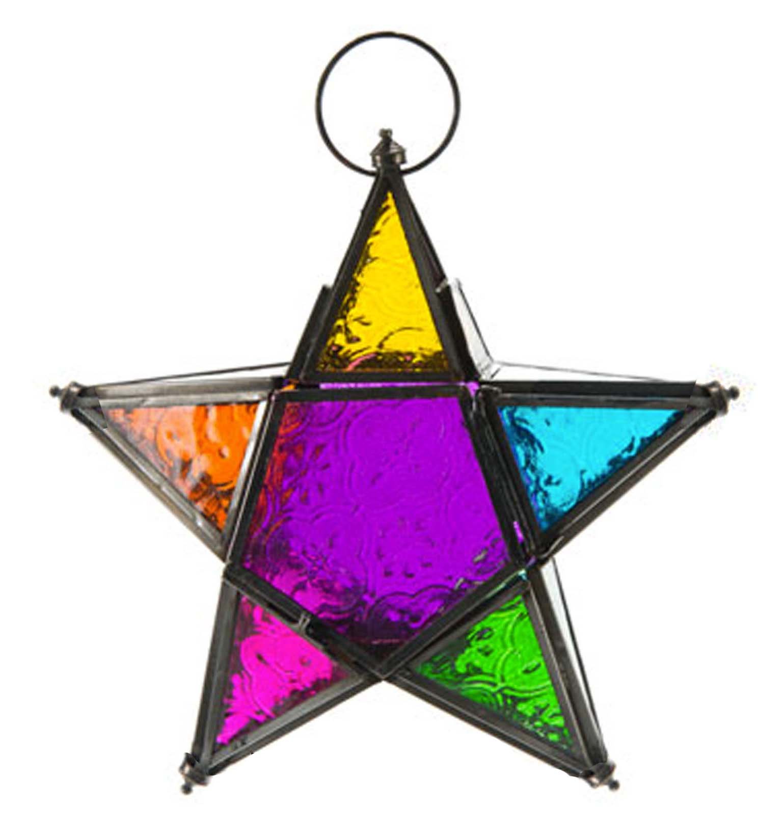 Moroccan style star hanging glass lantern, by White Candle Company by Candle Lanterns