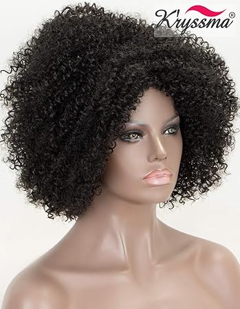 Amazon Com K Ryssma 1b Natural Black Curly Synthetic Wigs For