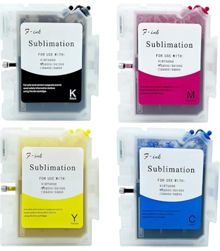 Cartouches D'encre Sublimation Compatibles Sawgrass SG400/SG800 - Pack 4 KCMY | Haute Capacité Pour Tissu, Mugs, Métal