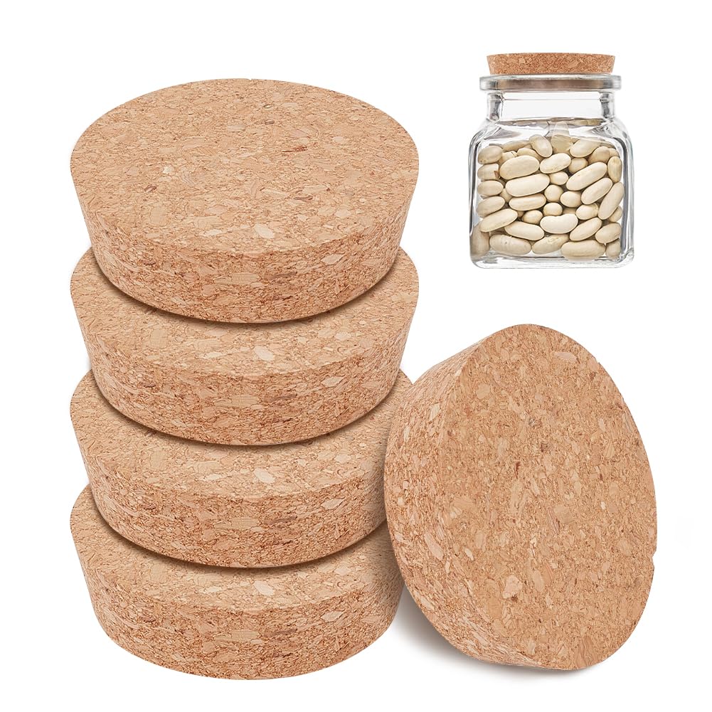 BENECREAT 6pcs Cork Bottle Stoppers, Tapered Cork Plug Wine Bottle Cork Stoppers, Replacement Corks for Wines, Decorative Bottles, Jars, Arts, DIY Crafts, 7.7cm in Diameter