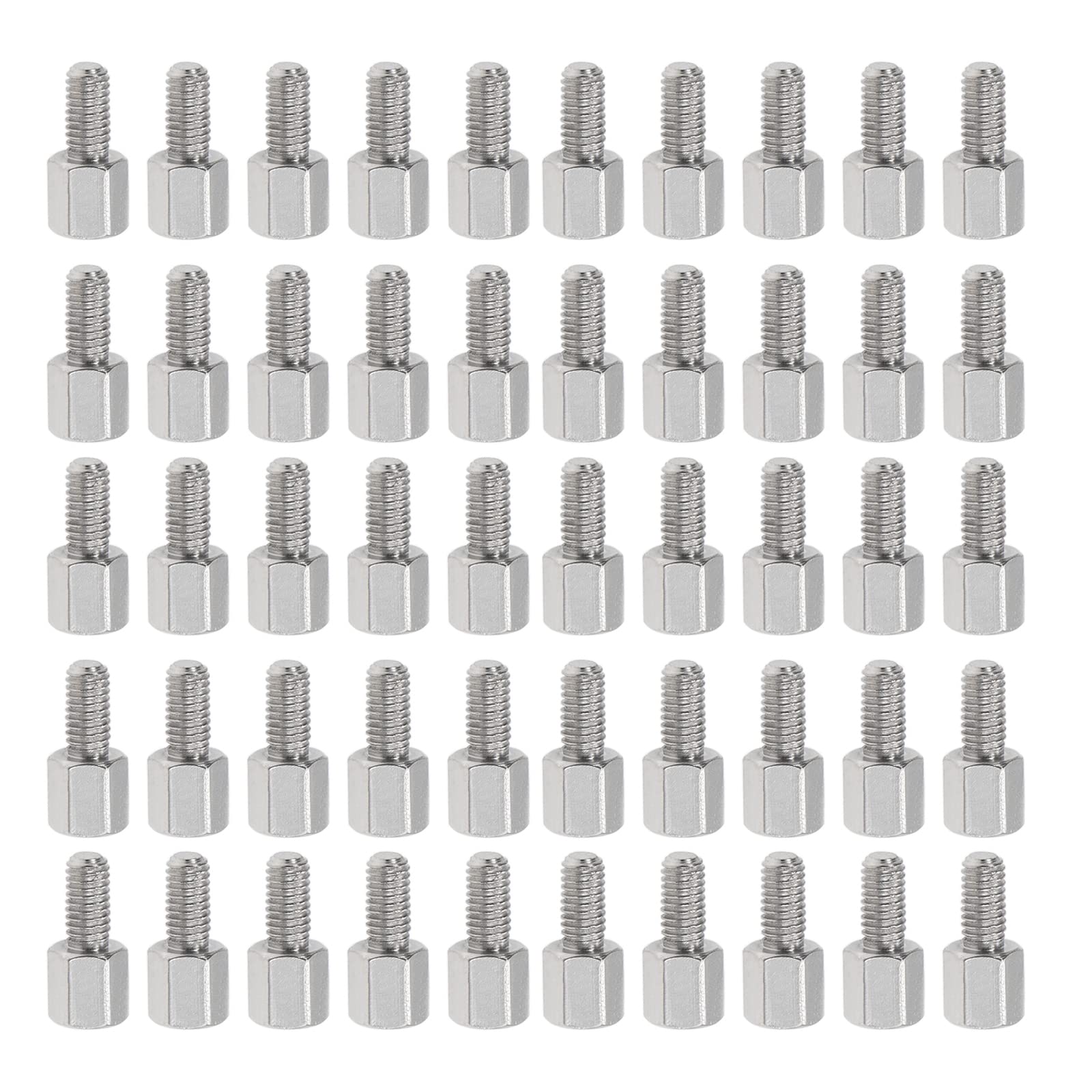 YOKIVE 50 Pcs M3 Standoff Screws, Nickel Plated Hex PCB Standoffs, Keep Height Consistent, Great for Motherboard (Silver Tone, 5mm+6mm)