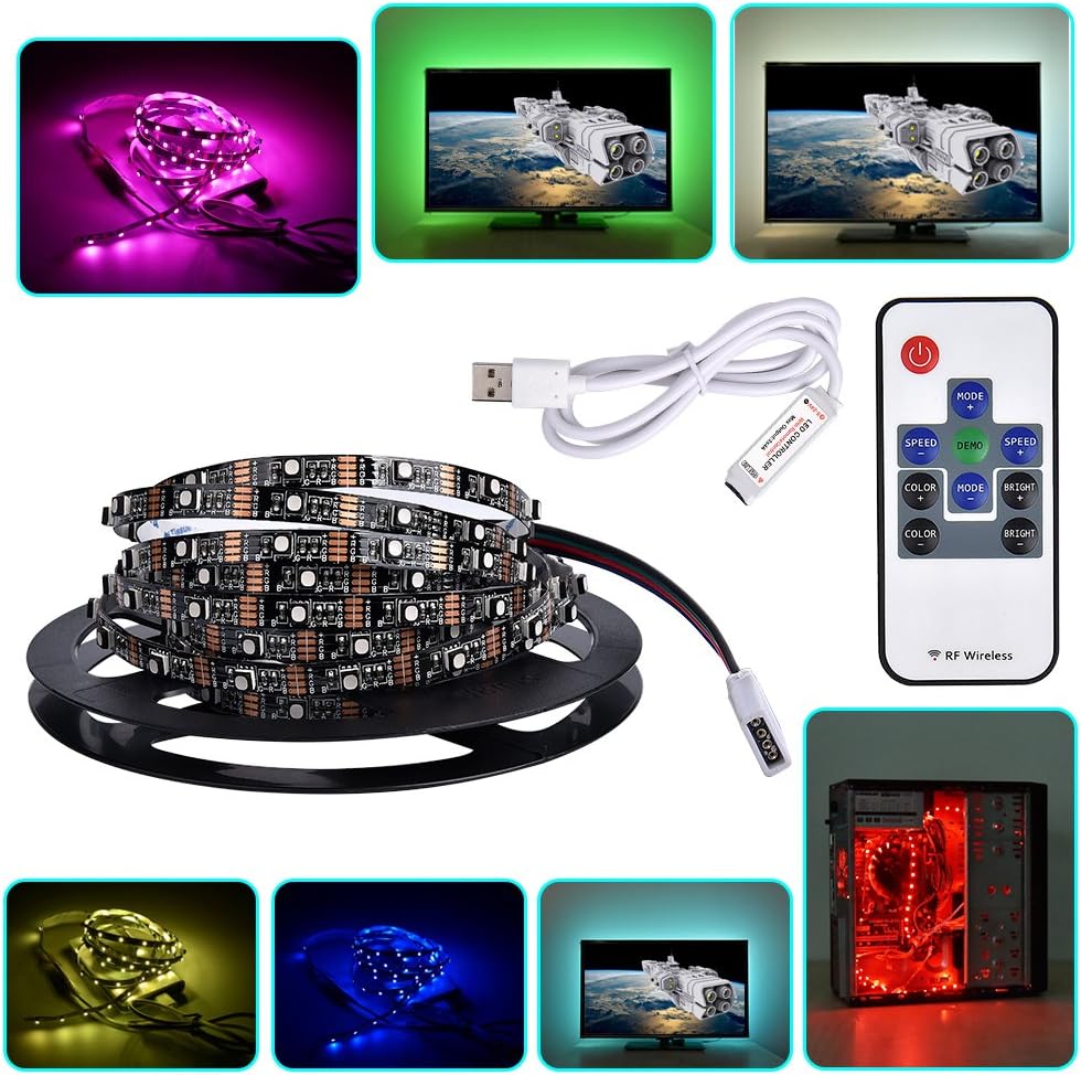 OGXLED CRI 90 5V USB RGB LED TV Backlight Strip Contorller Kit for HDTV Desktop Computer PC Background Bias Lighting 1M 48 LEDs