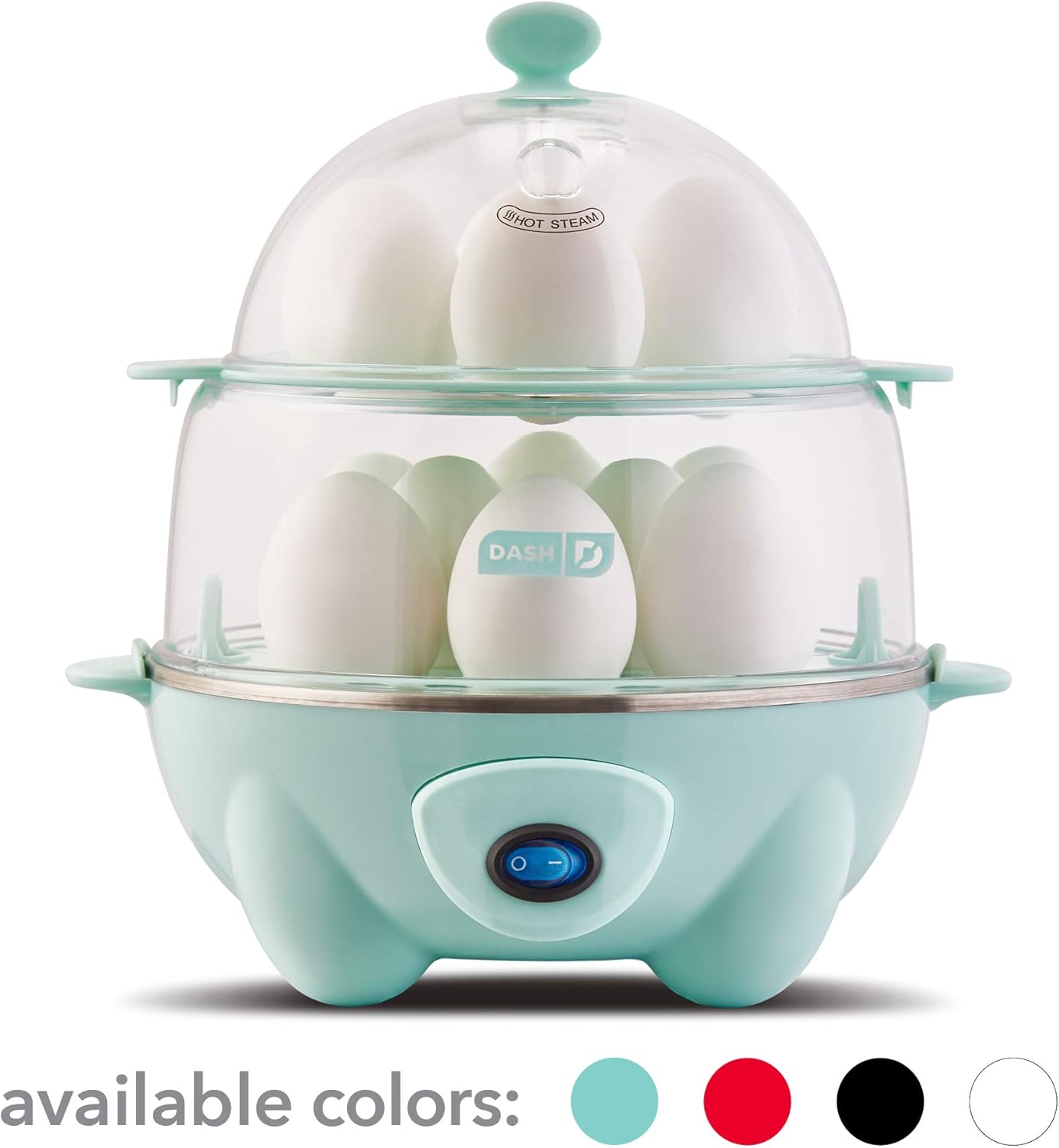 Dash DEC012AQ Deluxe Rapid Egg Cooker: Electric, 12 Capacity for Hard Boiled, Poached, Scrambled, Omelets, Steamed Vegetables, Seafood, Dumplings