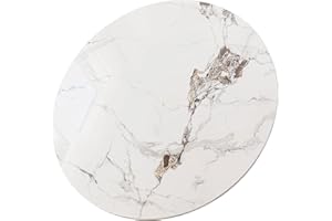 SSTBLEV Ivory White Round Sintered Stone Table Top, Ceramics Dining Tabletop, Replacement Cover Marble for Indoor/Outdoor Patio Table, Heat-Resistant and Scratch-Resistant Design, 35.4" x 0.43"