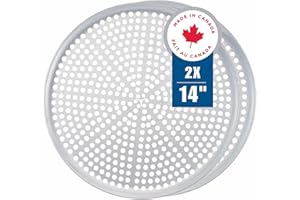 Norjac Pizza Pan with Holes, 14 Inch 2 Pack, Aluminum Pans for Oven, Round, Rust-Free & Heavy-Duty, Perforated Baking Tray fo