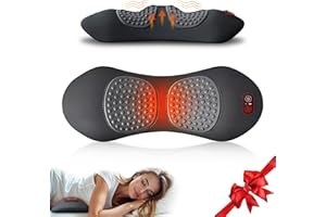 HZWIOE 3 in 1 Upadate Rechargeable Electric Lumbar Support Pillow with Adjustable Height for Bed and Chair,Back Massager with Heat,Back Massager for Pain Relief Deep Tissue,Waist Wedge Bolster (Black)