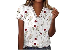 anuyalue Tunic Tops for Women Loose Fit,Womens Colorblock Patchwork Print T Shirt Short Sleeve Tunics Crewneck Comfy Blouses